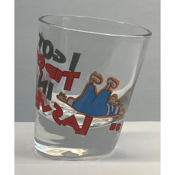 Tilted Shot Glass I Got Tipsy in Las Vegas Slanted Gambling Drunk Passed Out - Picture 3 of 7